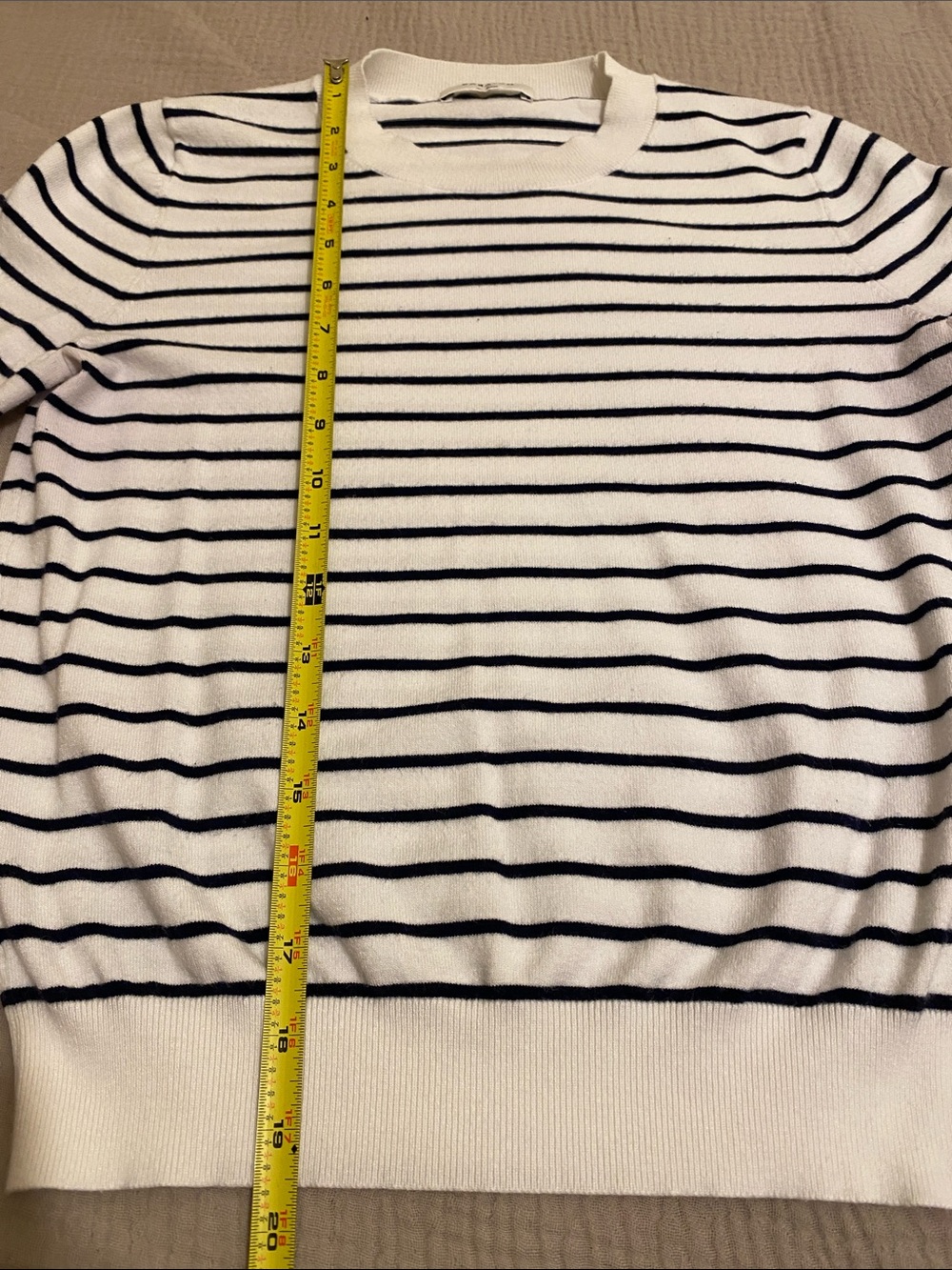 Babaton White and Navy Striped Crewneck Sweater. Size S - Picture 5 of 7